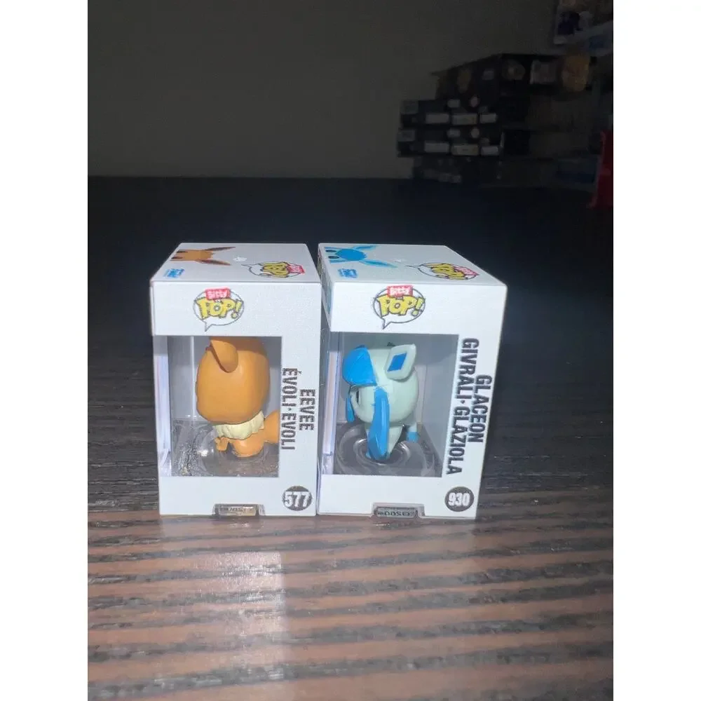 2 BITTY 1-Inch Funko Pops Eevee & Glaceon #577 & #930 Pokemon Ice Evolution TCG